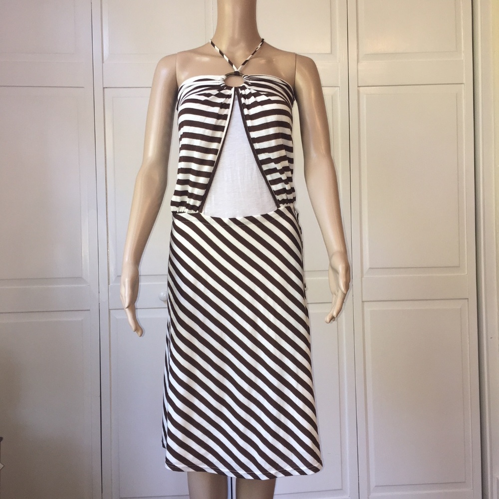 Anthropologie Vintage Ella Moss Striped Halter Dress - XS